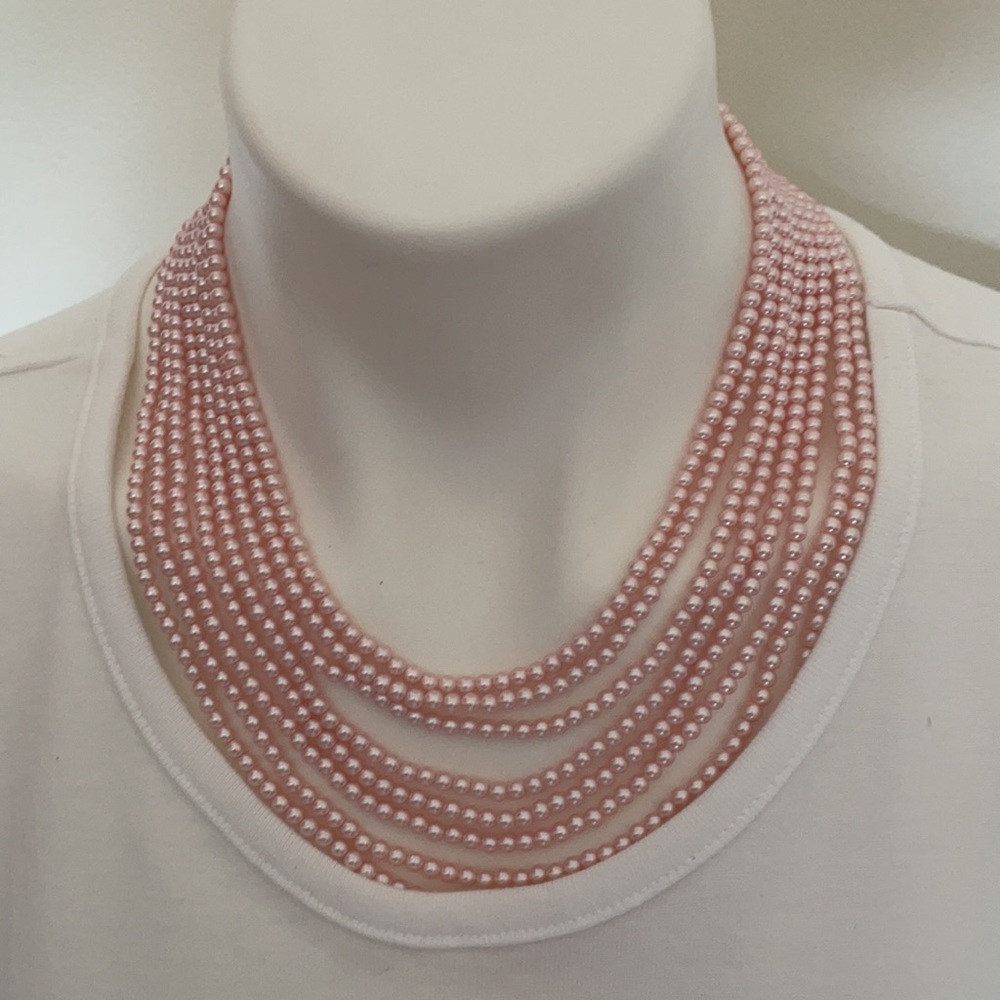 Costume Jewelry Eight strand pink pearl necklace